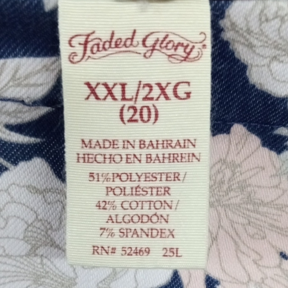 Faded Glory Blue and Cream Cropped Floral Jeggings - Picture 2 of 7